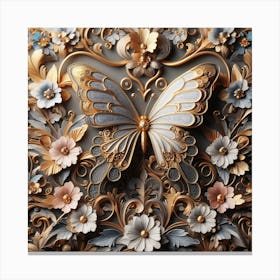 Gold & Silver Butterfly Canvas Print