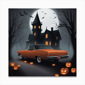 Halloween Car Vintage Canvas Print