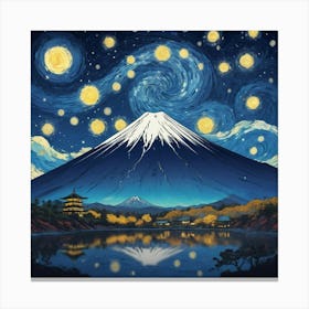 Mount Fuji At Starry Night Van Gogh Painting Stampe su tela