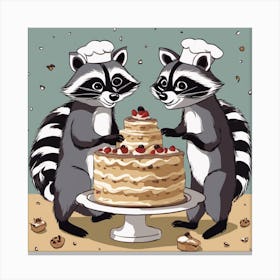 Raccoon Kitchen Art Canvas Print