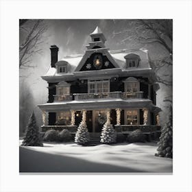 Victorian House In The Snow Canvas Print