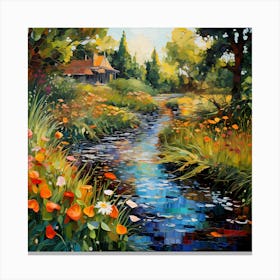 Riverside Elegance: Brushstroke Poem Canvas Print