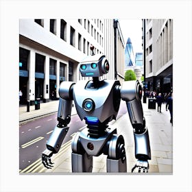 Robot In The City 20 Canvas Print