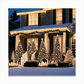 Christmas Decorated Home Outside (27) Canvas Print