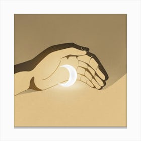 Hand Holding A Crescent Canvas Print