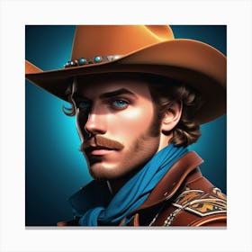 Cowboy With Mustache Canvas Print