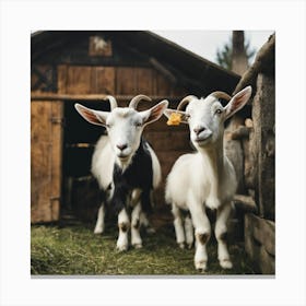 Goats In A Barn 2 Canvas Print