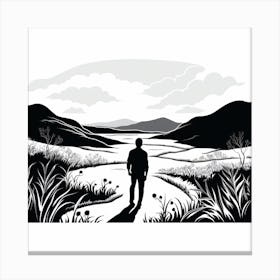 Man Walking In The Countryside Canvas Print