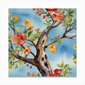 Watercolor Of A Tree Canvas Print