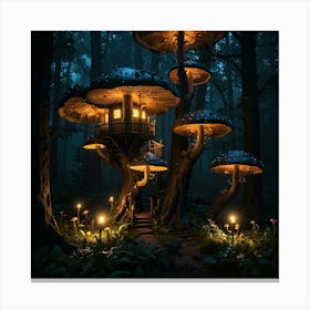 Mushroom House In The Forest Canvas Print