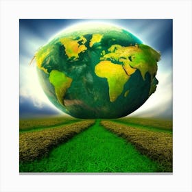 Earth In The Field Photo Canvas Print