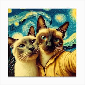 Starry Night Cats Canvas Print