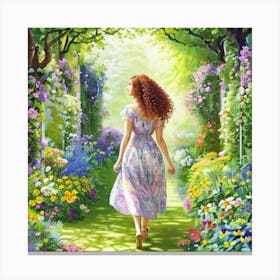 Girl In A Garden 10 Canvas Print