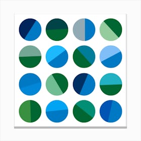 Blues And Greens Abstract Circle Pattern Canvas Print