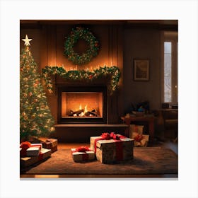 Christmas Tree In The Living Room 20 Canvas Print