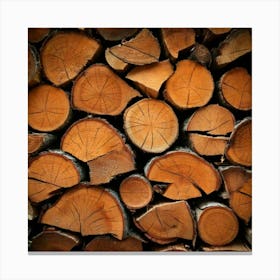 Firefly Stacked Firewood Logs With Natural Wood Texture 37288 (2) Canvas Print