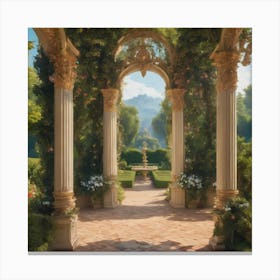 A rococo painting of a garden with abstract elements. Canvas Print