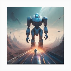 Robot In Space 1 Canvas Print