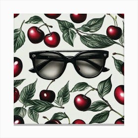 Sunglasses in the middle of a cherry painting Canvas Print