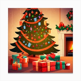 Christmas Tree With Presents 14 Canvas Print