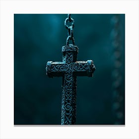 Cross Hanging From Chain Canvas Print