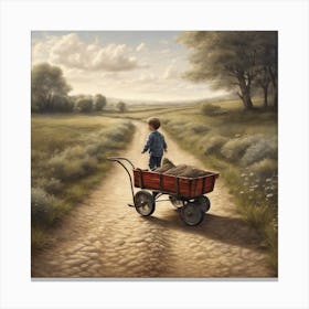 Boy In A Wagon 1 Canvas Print