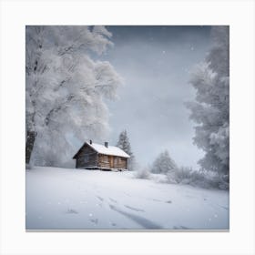 Winter Cabin In The Snow Canvas Print