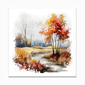 Watercolor Of Autumn Trees 6 Canvas Print