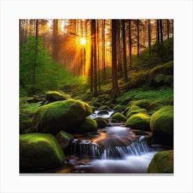 Sunrise In The Forest 10 Canvas Print