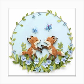 Foxes In The Meadow Canvas Print