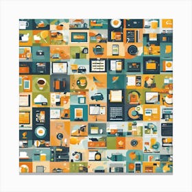 Flat Icons Set Canvas Print