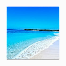 Crystal Clear Turquoise Waters Gently Lap Upon A Sun Drenched Undisturbed Sandy Beach With A Prist (4) Canvas Print