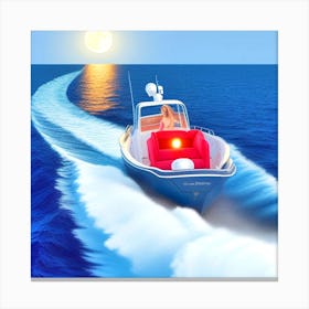 Speed Boat In The Ocean 3 Canvas Print