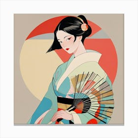 Japanese woman with fan 4 Canvas Print