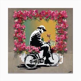 Flowers On A Bicycle Canvas Print