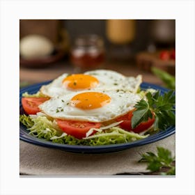 Fried Eggs On A Plate Canvas Print