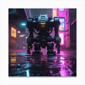 Robot In The Rain 3 Canvas Print