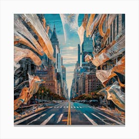 vibrant cityscape with skyscrapers Abstract Photomontage Art Print Canvas Print