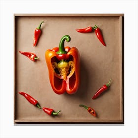 Peppers In A Frame 27 Canvas Print