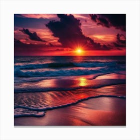 Sunset On The Beach 369 Canvas Print