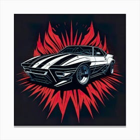 Car Red Artwork Of Graphic Design Flat (62) Canvas Print