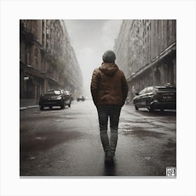 Man Walking Down The Street Canvas Print