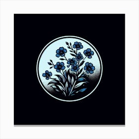 Blue Flowers In A Circle Canvas Print