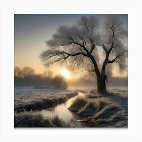 A Peaceful Frost Covered Sunset Canvas Print