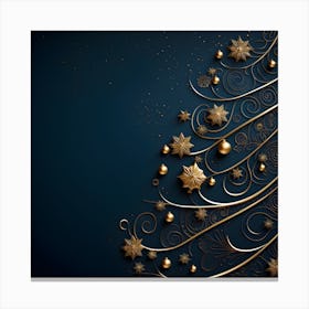 Christmas Tree On Blue Background 2 Canvas Print