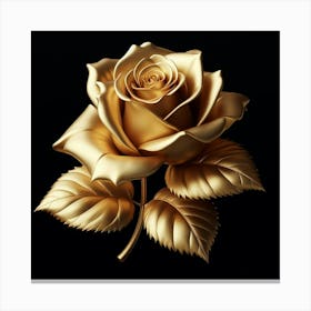 Molten Gold Rose in Full Bloom, a Glimmering Flower of Exquisite Beauty, Captured in Stunning Detail, a True Masterpiece of Nature's Art 1 Canvas Print