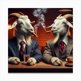 Goats In A Bar Canvas Print