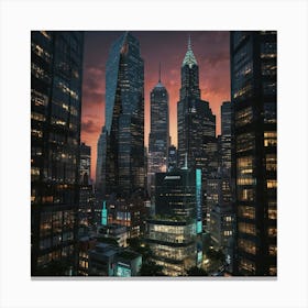 Cityscape At Dusk Canvas Print