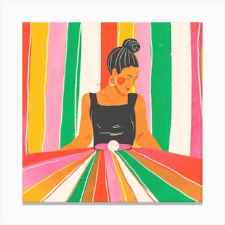 Rainbow Dress Square Canvas Print