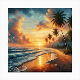 Sunset On The Beach 3 Canvas Print